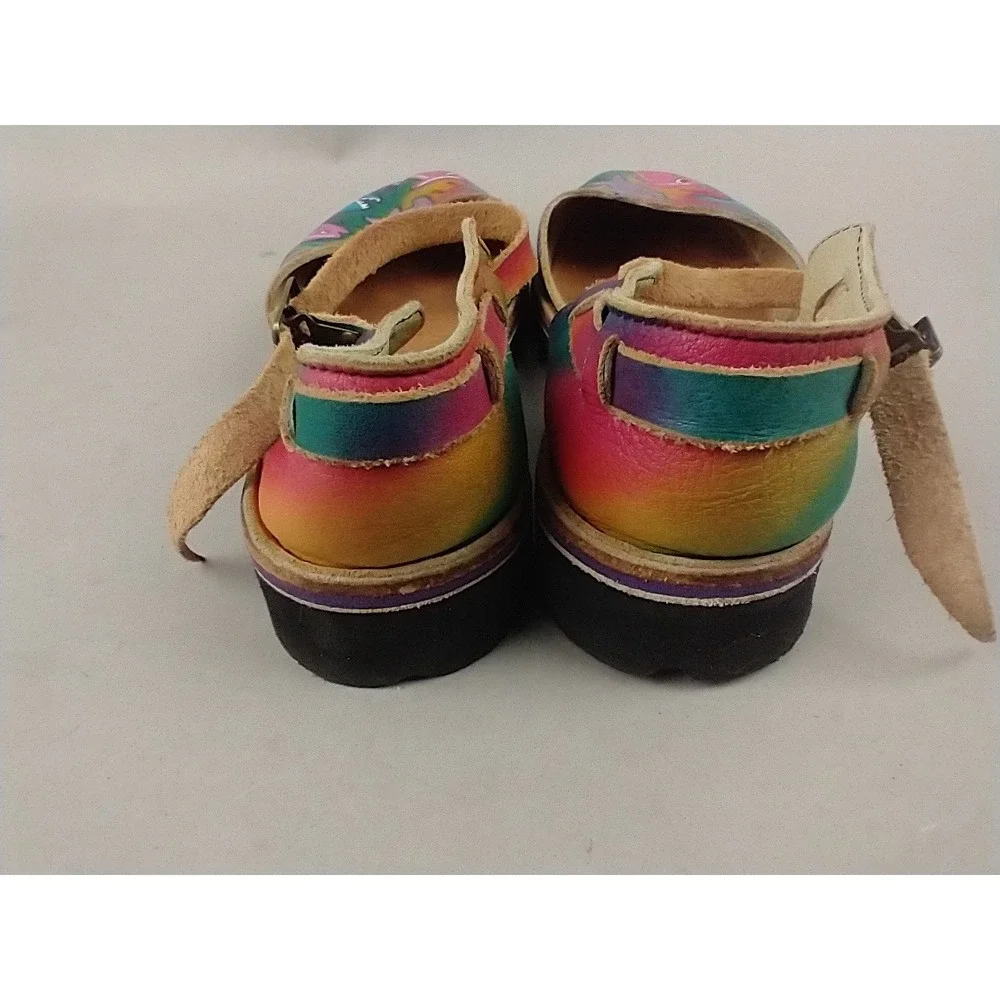 Those Shoes Hand Painted Leather Fish Shark‎ Mary Jane Flats Rainbow 7